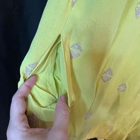 LEIFNOTES Anthropologie Ponderosa Boho Dress Sequins Yellow Tank Sleeveless‎ 12 - Picture 5 of 10